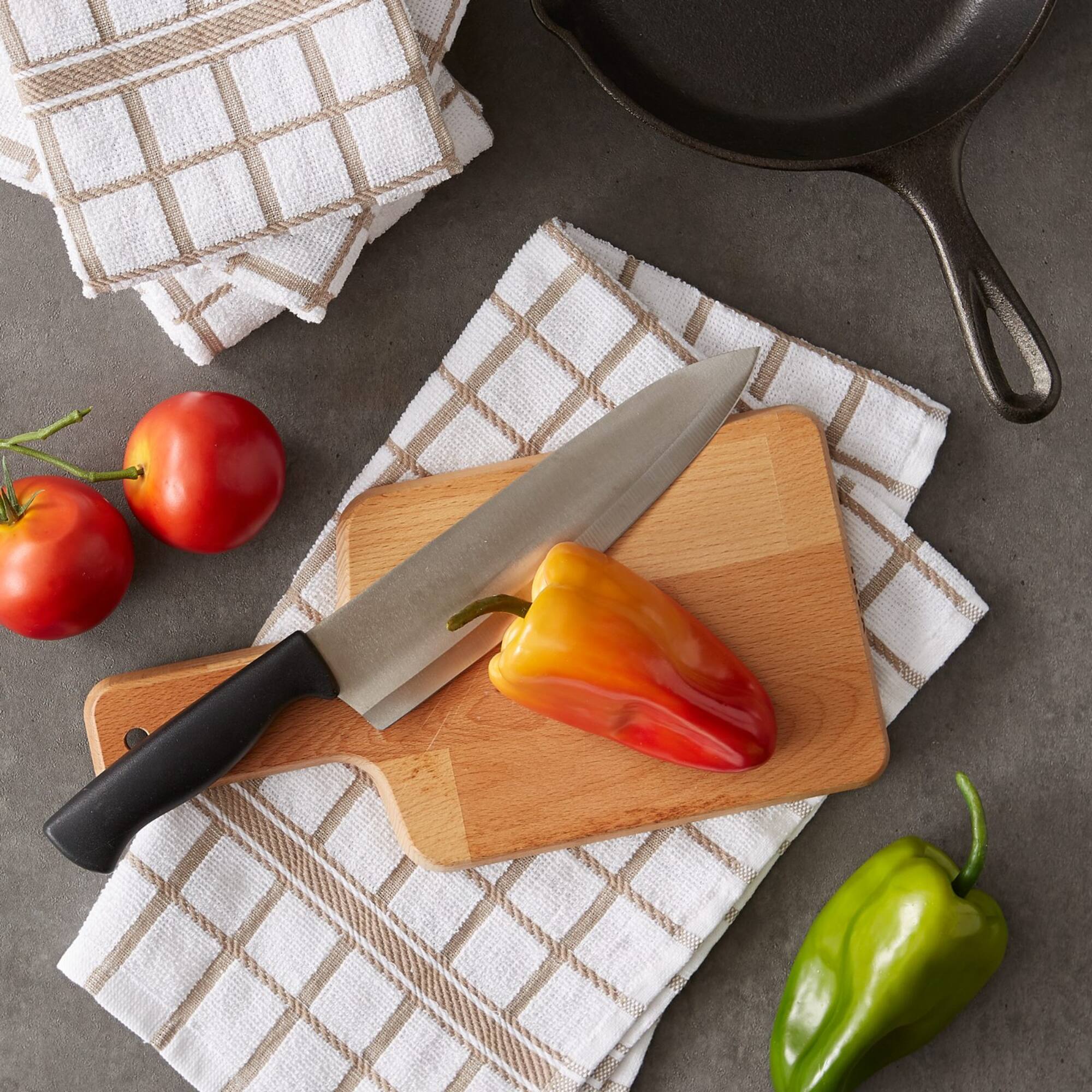 DII® Stone Windowpane Terry Dishtowels, 4ct.